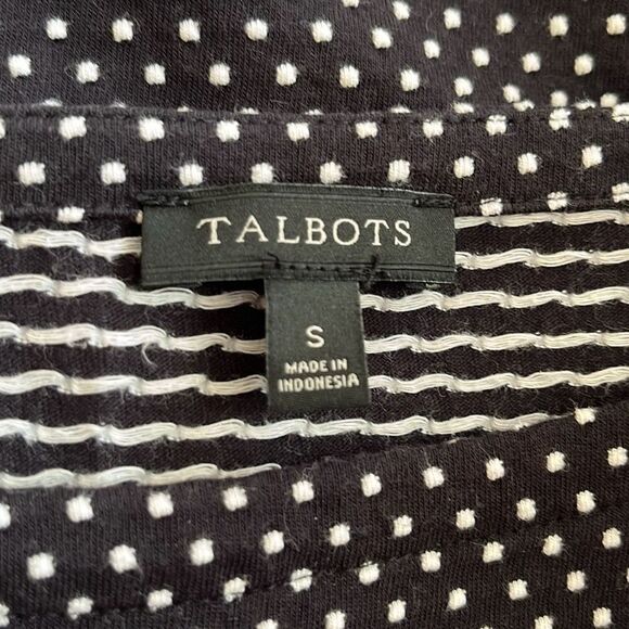 Talbots small black with white squares blouse with embellished sleeves - 2306 - Picture 3 of 4